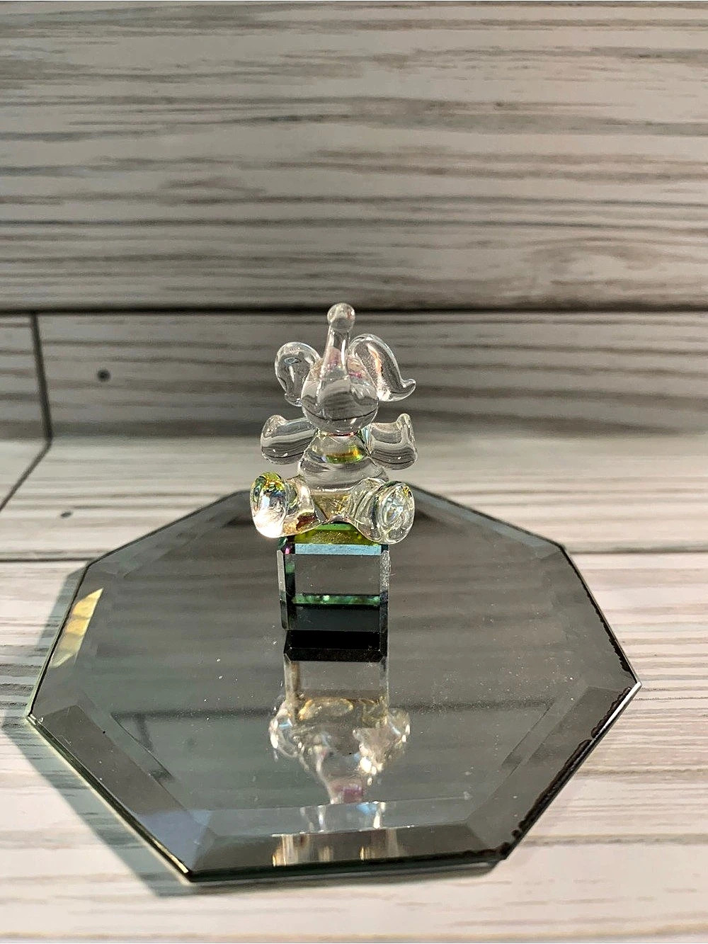 Clear Blown Glass Elephant Sculpture Decor